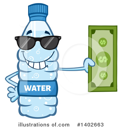 Royalty-Free (RF) Water Bottle Mascot Clipart Illustration by Hit Toon - Stock Sample #1402663