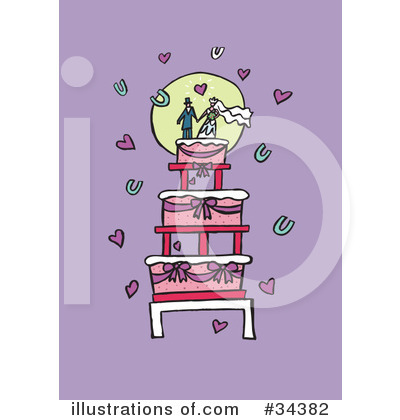 Royalty-Free (RF) Wedding Cake Clipart Illustration by Lisa Arts - Stock Sample #34382
