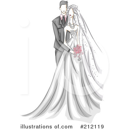 Royalty-Free (RF) Wedding Couple Clipart Illustration by BNP Design Studio - Stock Sample #212119