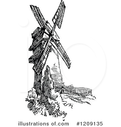 Royalty-Free (RF) Windmill Clipart Illustration by Prawny Vintage - Stock Sample #1209135