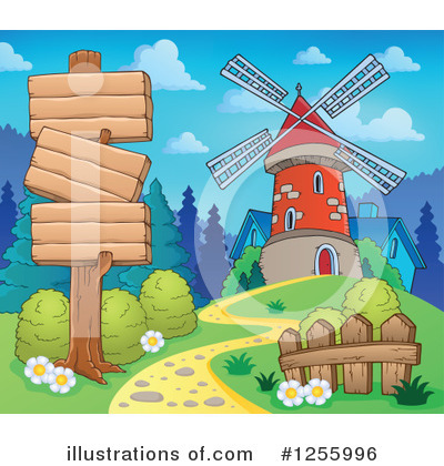 Royalty-Free (RF) Windmill Clipart Illustration by visekart - Stock Sample #1255996