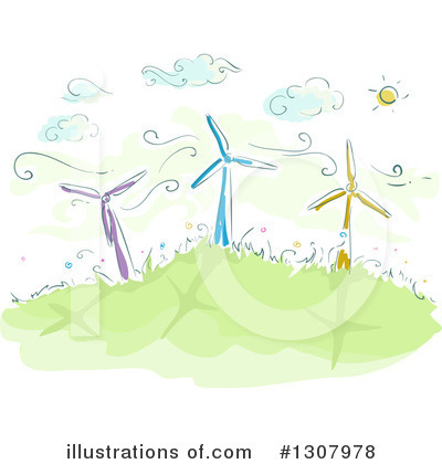 Wind Turbines Clipart #1307978 by BNP Design Studio