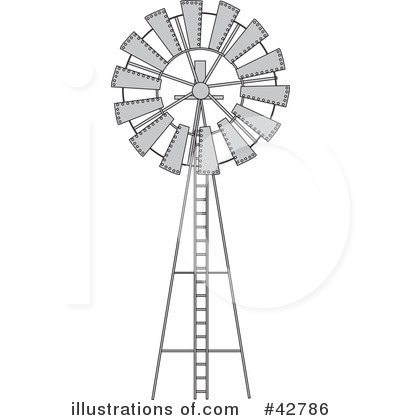 Royalty-Free (RF) Windmill Clipart Illustration by Dennis Holmes Designs - Stock Sample #42786