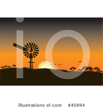 Royalty-Free (RF) Windmill Clipart Illustration by pauloribau - Stock Sample #45694