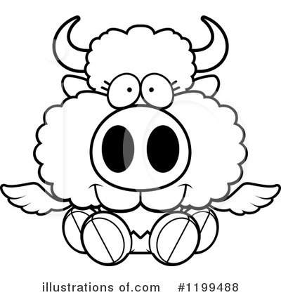 Royalty-Free (RF) Winged Buffalo Clipart Illustration by Cory Thoman - Stock Sample #1199488
