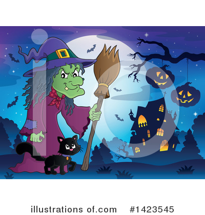 Witch Cat Clipart #1423545 by visekart