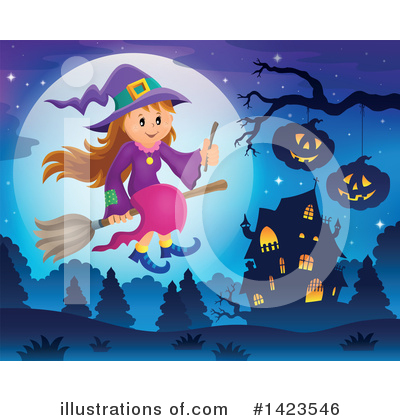 Royalty-Free (RF) Witch Clipart Illustration by visekart - Stock Sample #1423546