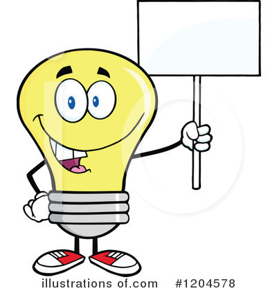 Royalty-Free (RF) Yellow Light Bulb Clipart Illustration by Hit Toon - Stock Sample #1204578