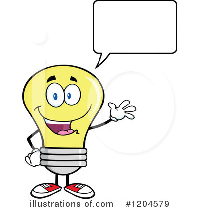 Royalty-Free (RF) Yellow Light Bulb Clipart Illustration by Hit Toon - Stock Sample #1204579