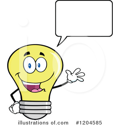 Royalty-Free (RF) Yellow Light Bulb Clipart Illustration by Hit Toon - Stock Sample #1204585