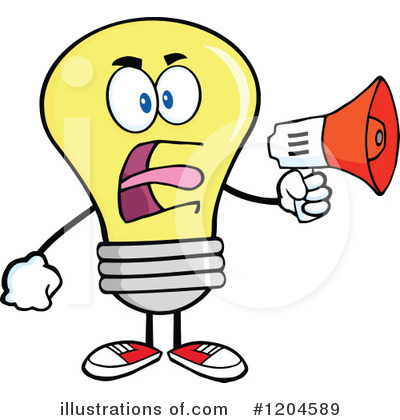 Royalty-Free (RF) Yellow Light Bulb Clipart Illustration by Hit Toon - Stock Sample #1204589