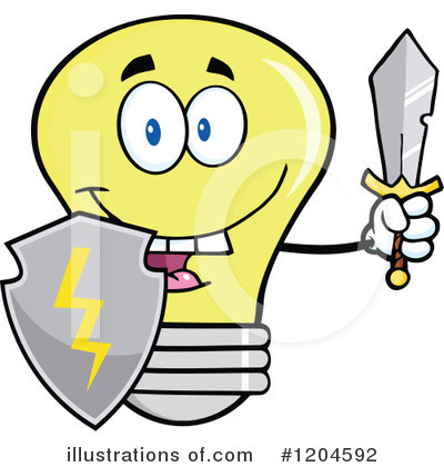 Royalty-Free (RF) Yellow Light Bulb Clipart Illustration by Hit Toon - Stock Sample #1204592