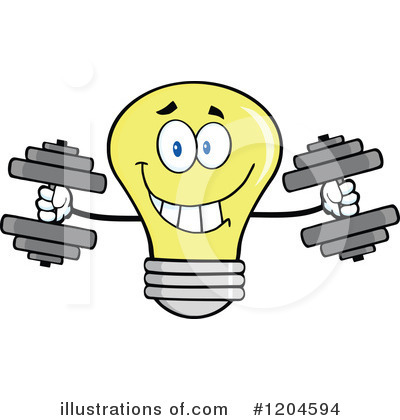 Royalty-Free (RF) Yellow Light Bulb Clipart Illustration by Hit Toon - Stock Sample #1204594