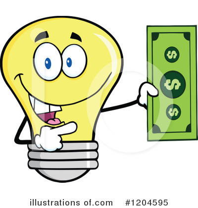 Royalty-Free (RF) Yellow Light Bulb Clipart Illustration by Hit Toon - Stock Sample #1204595