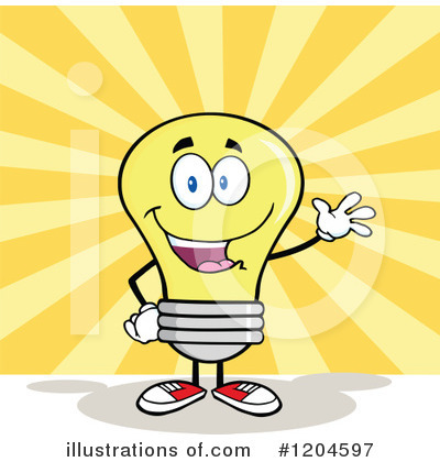 Royalty-Free (RF) Yellow Light Bulb Clipart Illustration by Hit Toon - Stock Sample #1204597