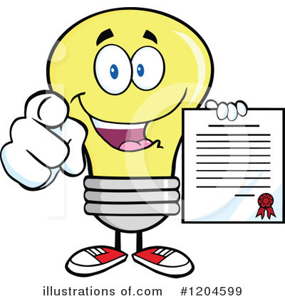 Royalty-Free (RF) Yellow Light Bulb Clipart Illustration by Hit Toon - Stock Sample #1204599