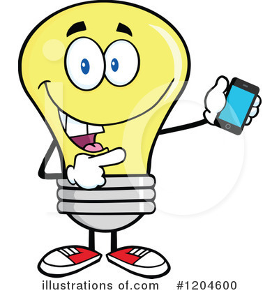 Royalty-Free (RF) Yellow Light Bulb Clipart Illustration by Hit Toon - Stock Sample #1204600