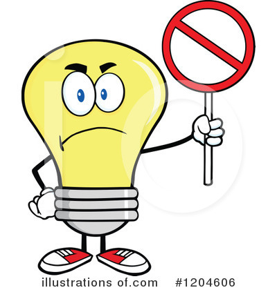 Royalty-Free (RF) Yellow Light Bulb Clipart Illustration by Hit Toon - Stock Sample #1204606