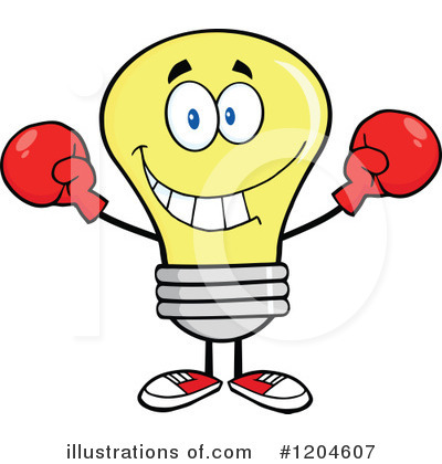 Royalty-Free (RF) Yellow Light Bulb Clipart Illustration by Hit Toon - Stock Sample #1204607