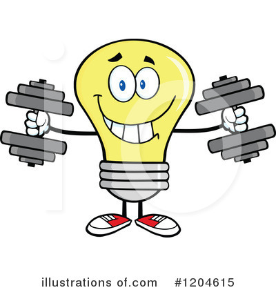Royalty-Free (RF) Yellow Light Bulb Clipart Illustration by Hit Toon - Stock Sample #1204615