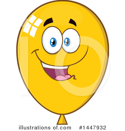 Royalty-Free (RF) Yellow Party Balloon Clipart Illustration by Hit Toon - Stock Sample #1447932